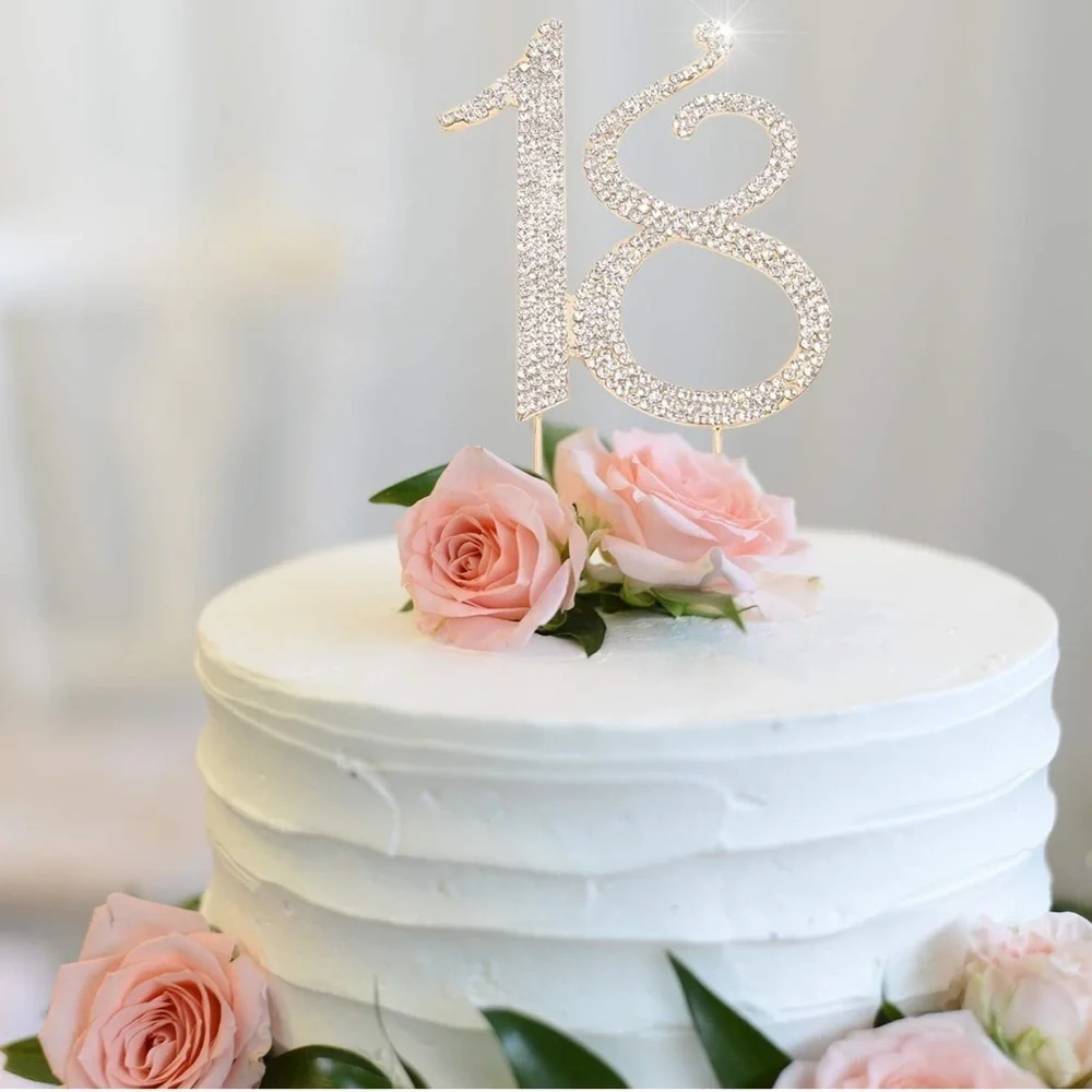 🎂Crystal Creations Elegant Silver Cake Topper number 18 for 18th birthday - Picture 3 of 7